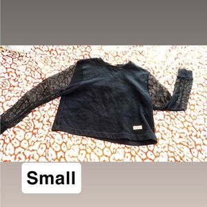 Black Lace Sleeve Kids Top